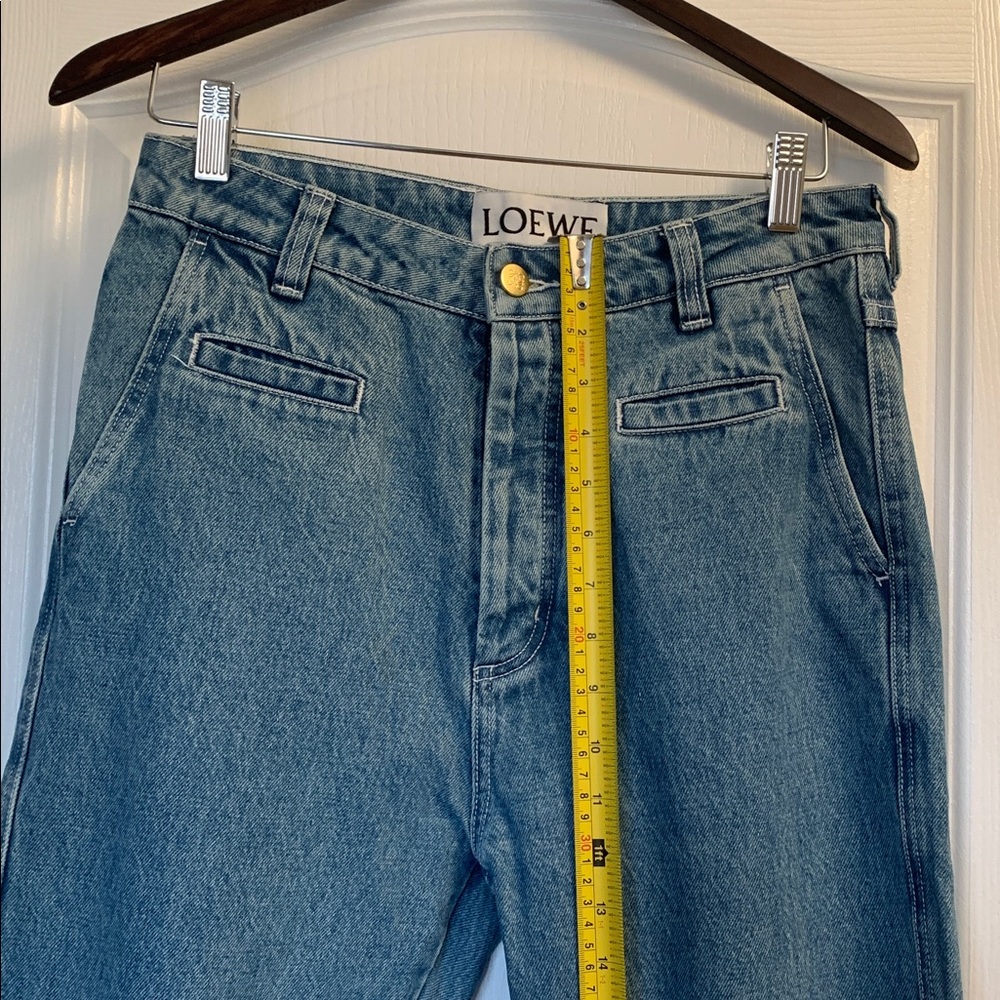LOEWE Blue Denim Women’s Jeans with Embroidered Cuffs - Picture 12 of 16